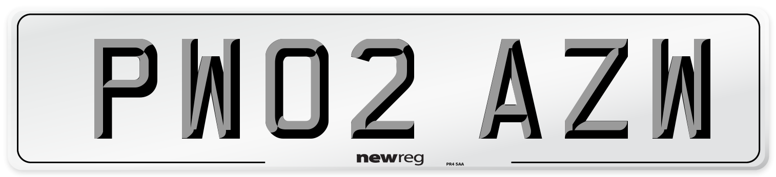 PW02 AZW Number Plate from New Reg